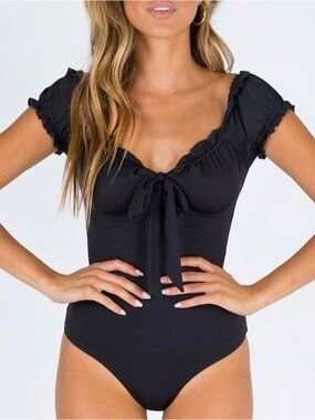 Princess Polly Black Tie-Front Bodysuit